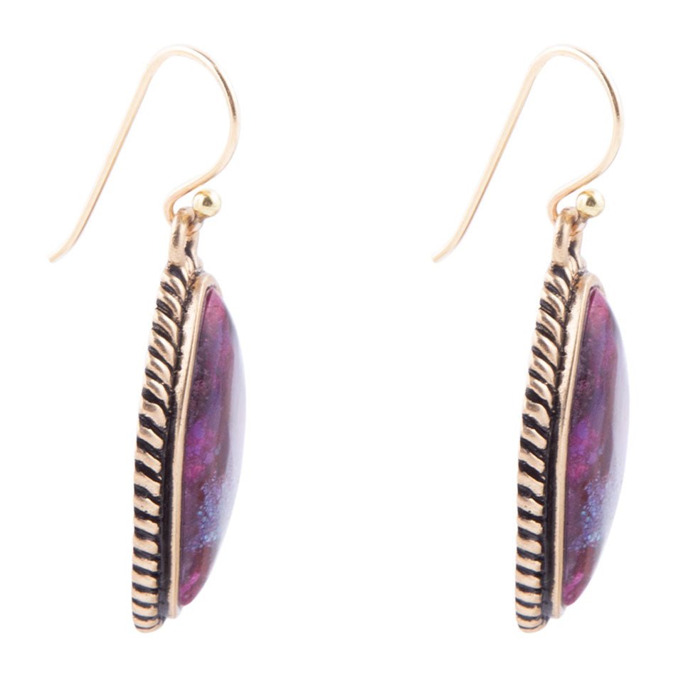 Purple Turquoise Boulder Statement Earrings - ThisandThatShoppe