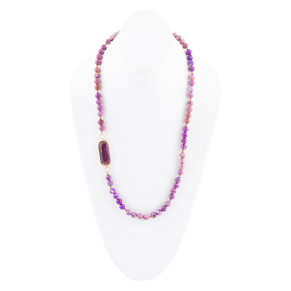 Purple Turquoise Linked Golden Necklace - ThisandThatShoppe
