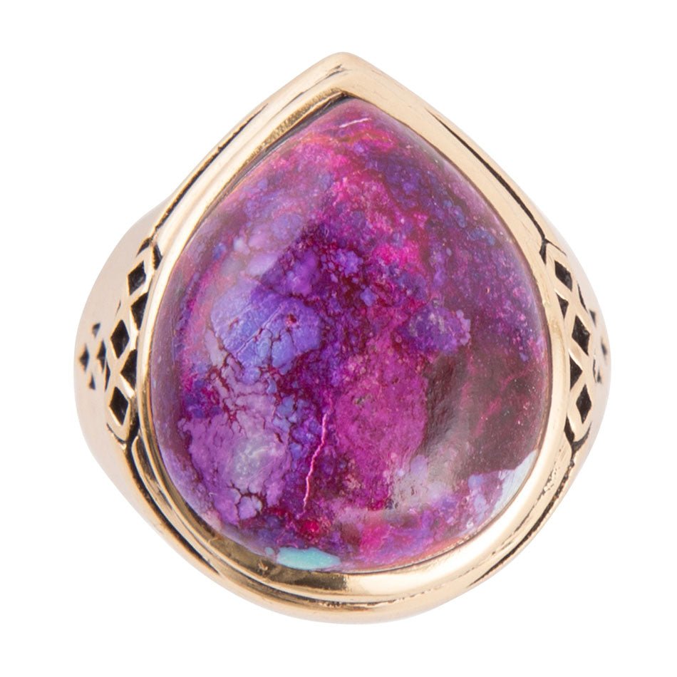Purple Turquoise Golden Teardrop Ring - ThisandThatShoppe
