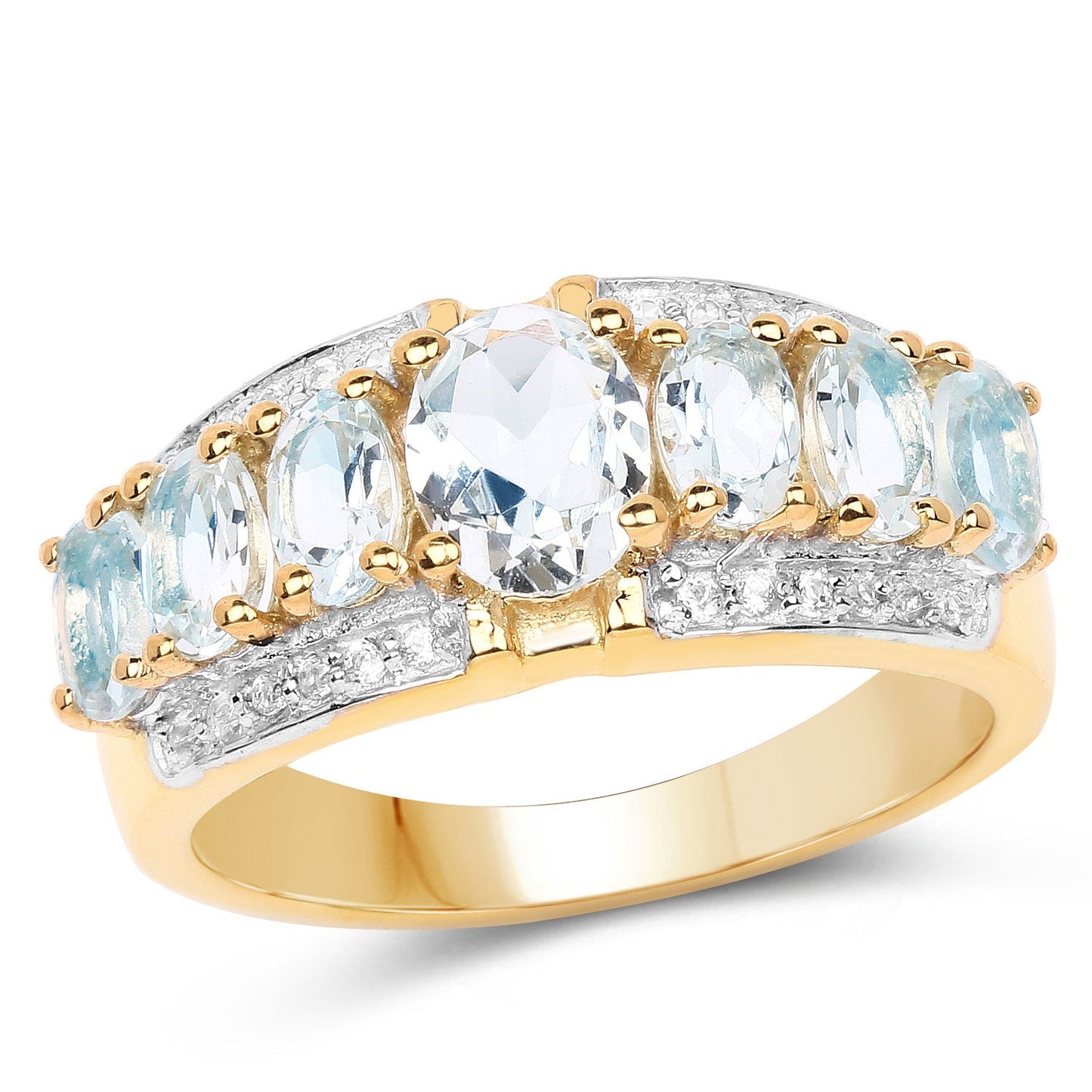 1,93 Karat echter Aquamarin und weißer Diamant .925 Sterling Silber Ring
