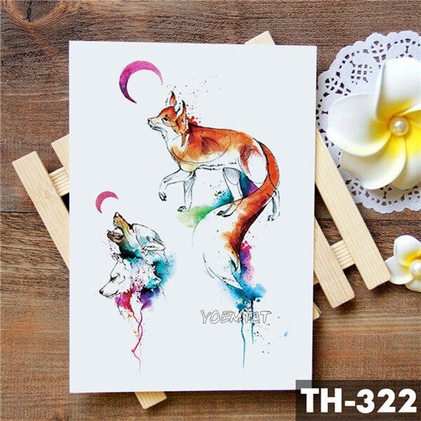 Realistic 3D Wolf Moon Temporary Tattoo Sticker Waterproof Stylish Body New Luxury Animal Tattoo For Men Women
