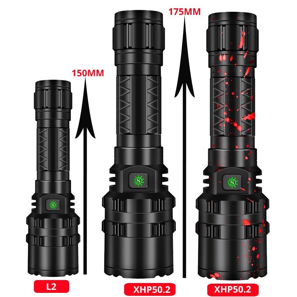 Rechargeable LED Tactical Flashlights Waterproof Powerful High Lumen Super Bright Power LED Aluminum Flashlight For Hiking Outdoor Camping Fishing Jogging Running HouseholdPowerful Light