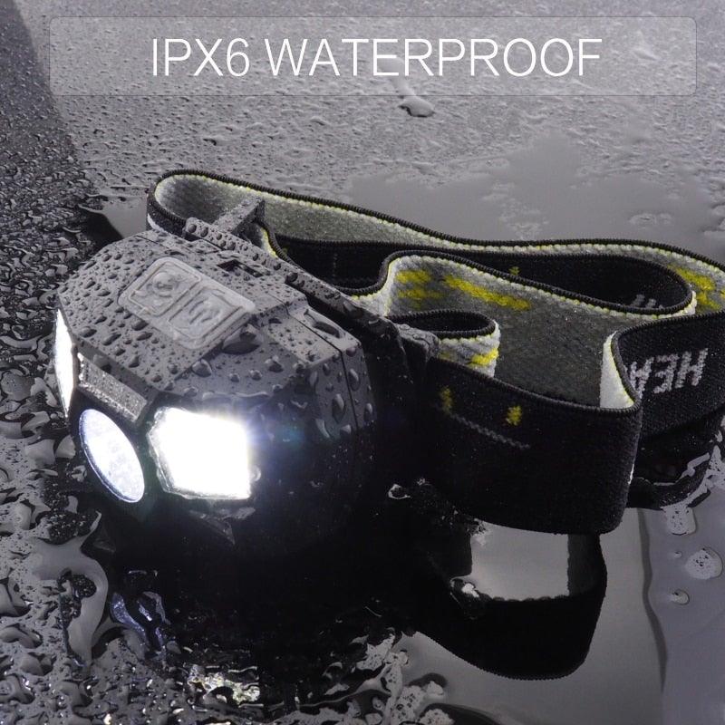 Rechargeable Powerful USB LED High Lumen Headlamp Ultra-Light Bright Headlight Waterproof Sensor Head Light For Outdoors Camping Running Hiking Biking Fishing