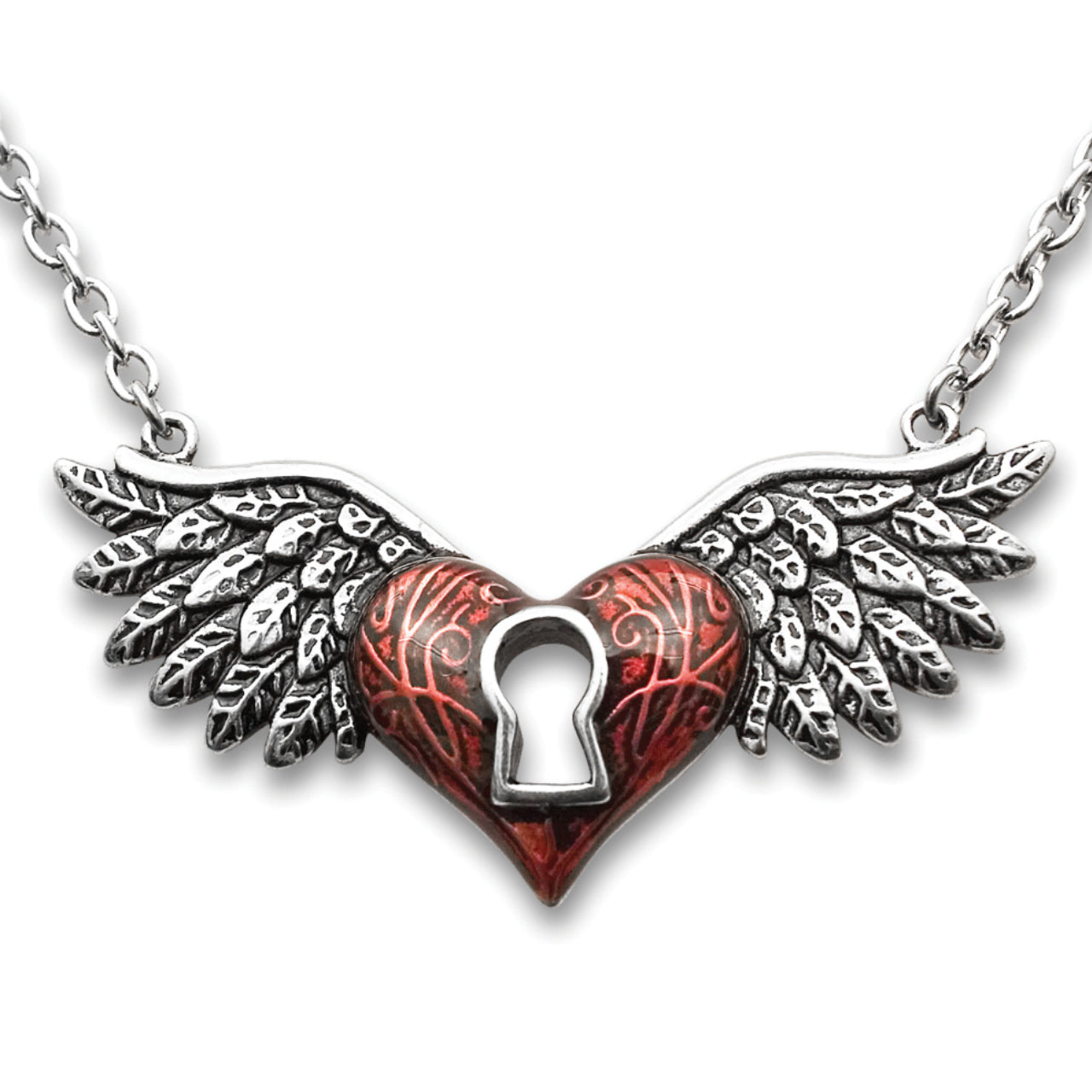 Collier Pendentif Cœur Ailé Rouge Pour Femmes Gothique Vintage