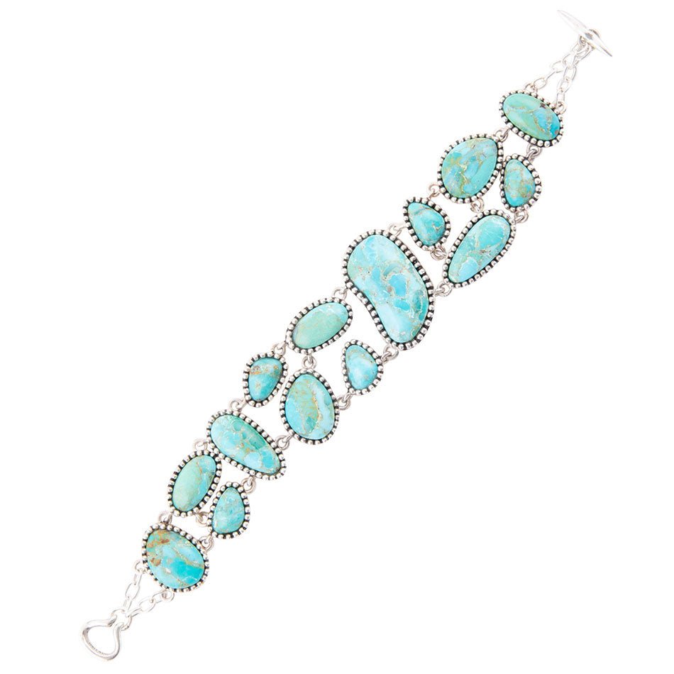 Armband aus veredeltem blauem Türkis und Sterlingsilber