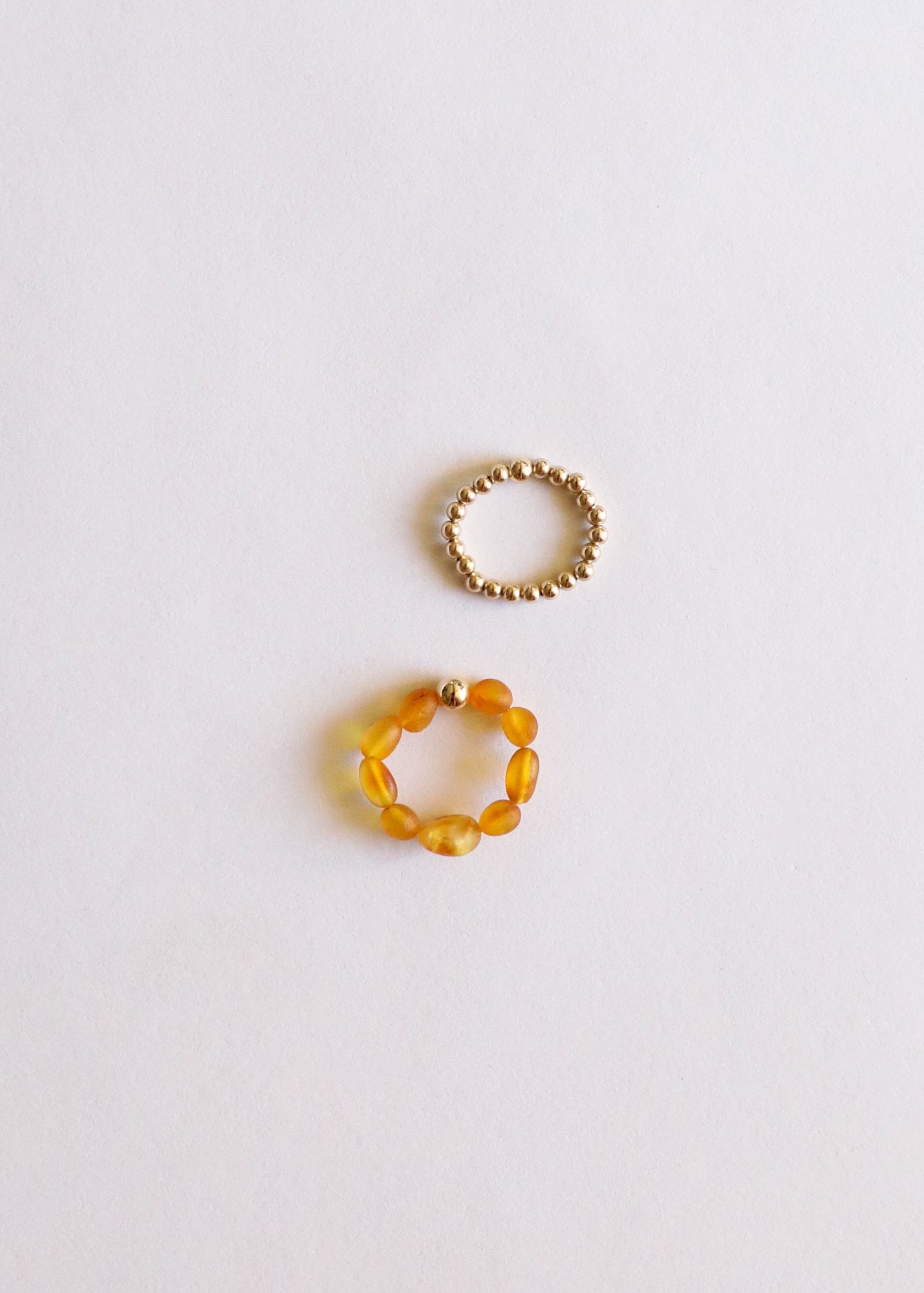 Natürlicher Türkis + 14k Gold Filled + Honig Bernstein || Ring-Set Trio ||