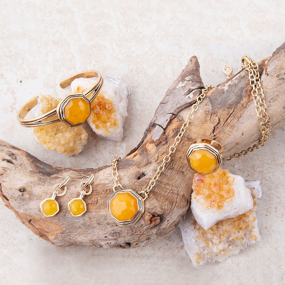 River Rocks Yellow Quartz and Golden Bronze Earrings - ThisandThatShoppe