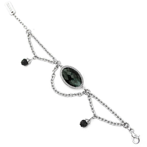Rokoko Silber Armband Grün Kristall Vintage Filigran