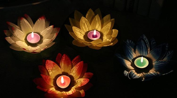 Romantic Lotus Lamps Wishing Water Floating Candle Light Birthday Wedding Party Decoration Lotus LED Candle Floating Candle Lights Up When It Meets Water Battery Powered Flameless Candle Light Waterproof Night Light For Festival Wedding Home Garden Pond