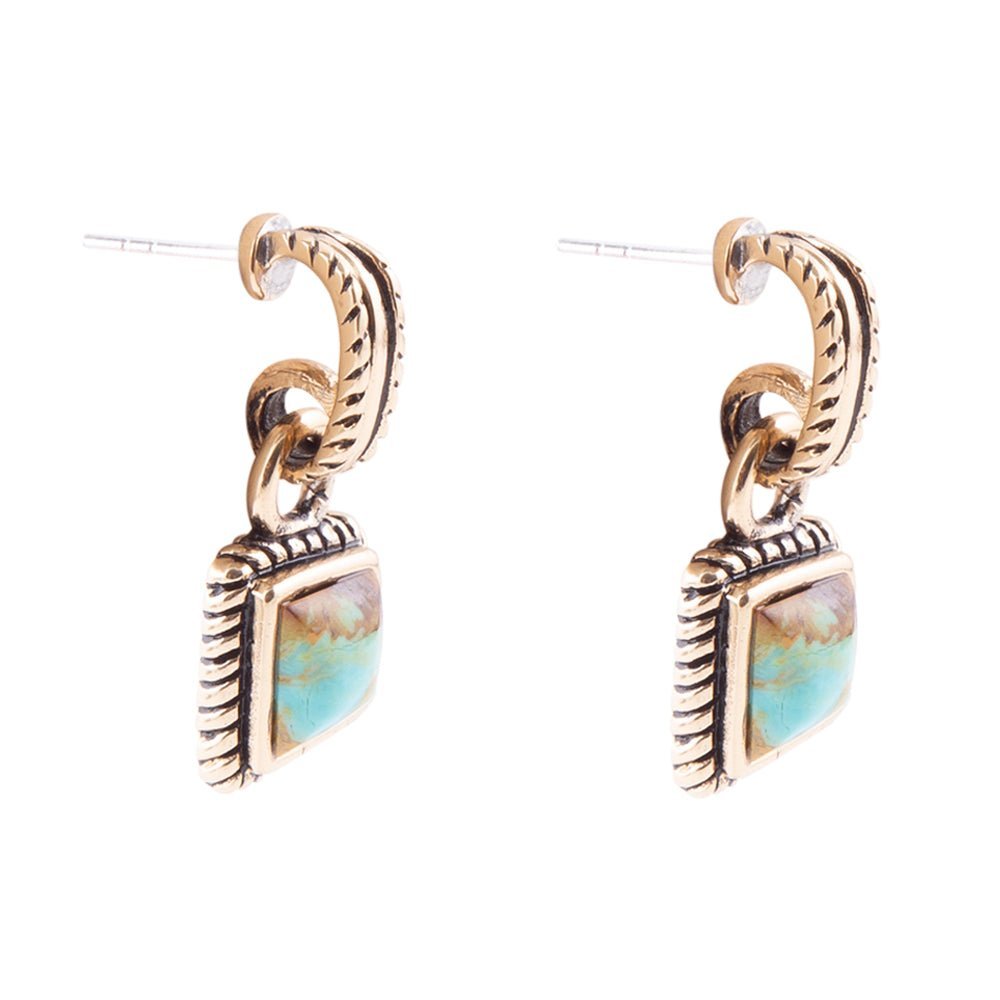 Roped Around Turquoise and Bronze Earrings - ThisandThatShoppe