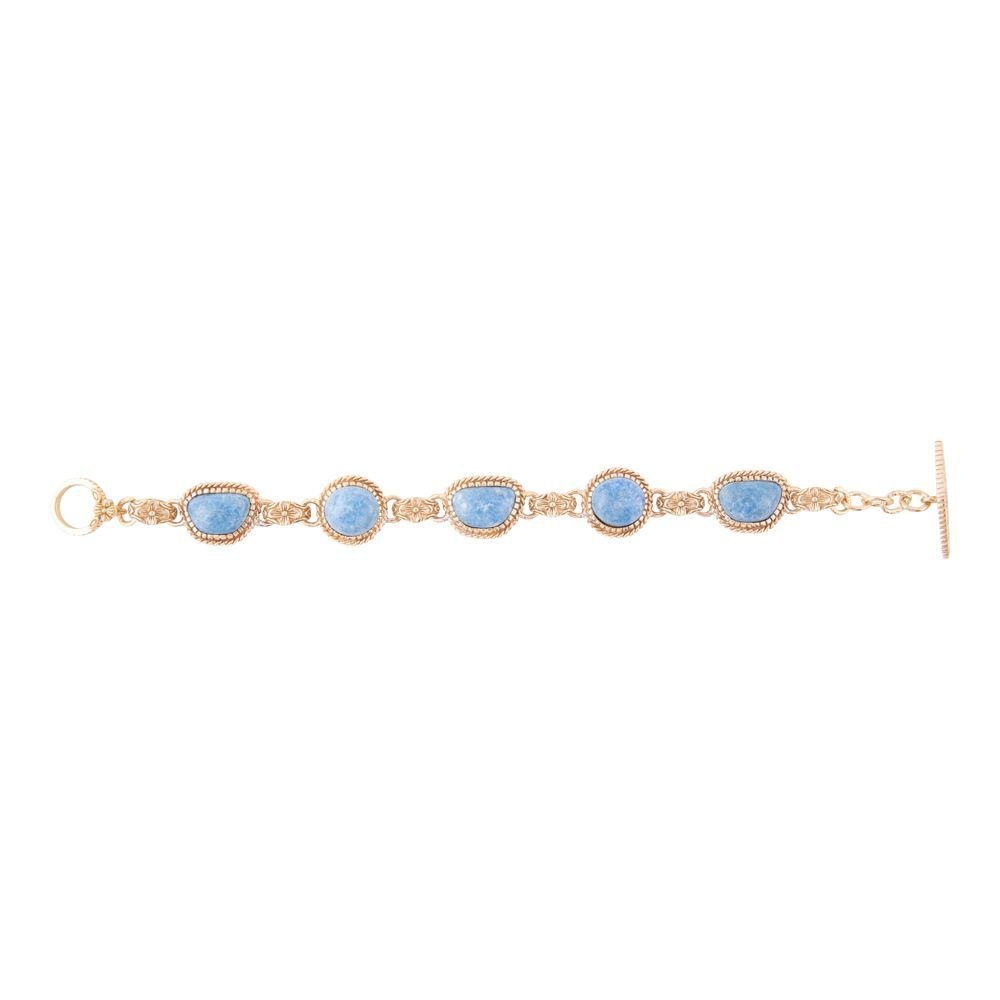 Roped Denim Blue Lapis Golden Link Bracelet - ThisandThatShoppe