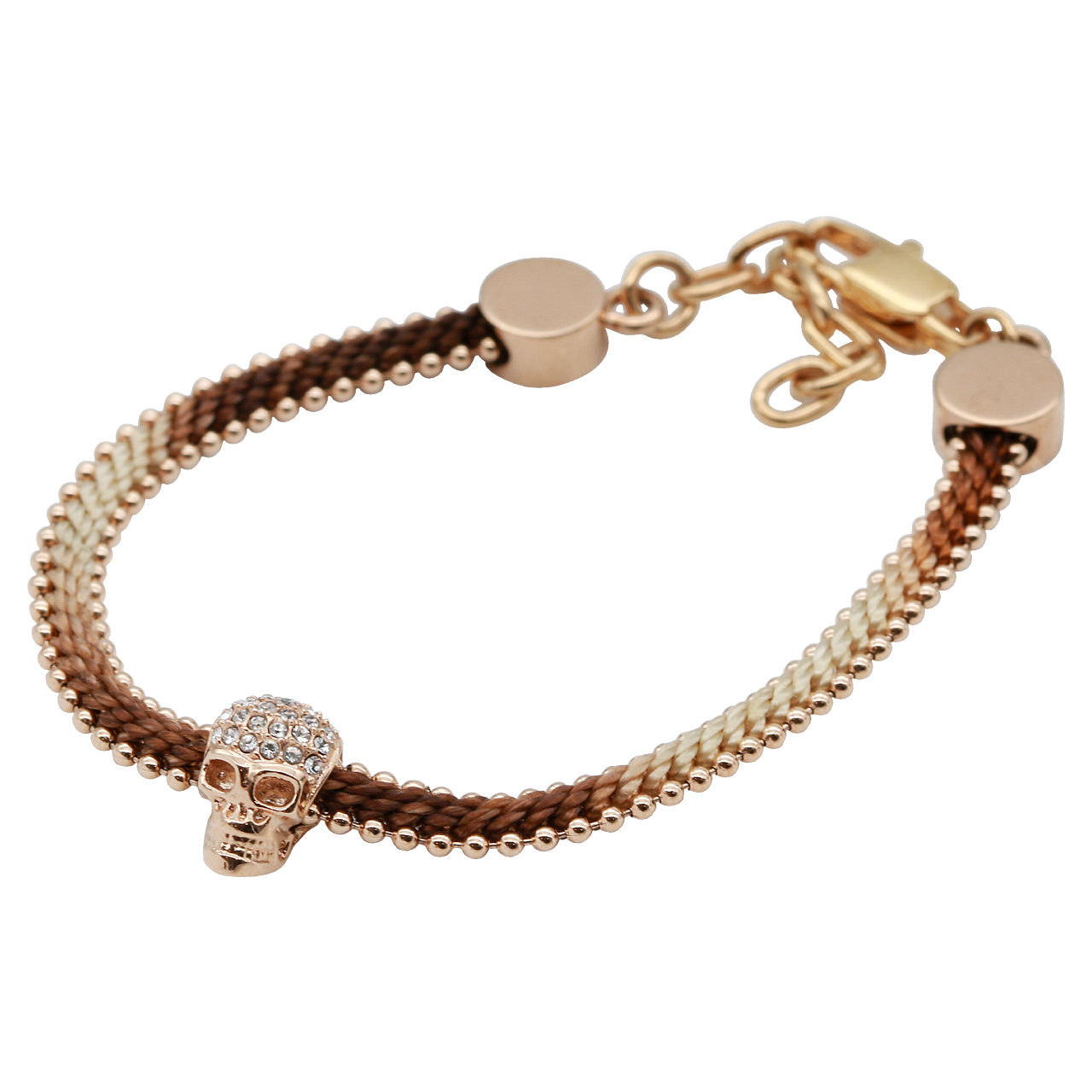 Roségold Totenkopf Baumwollschnur Armband Verstellbar Für Damen