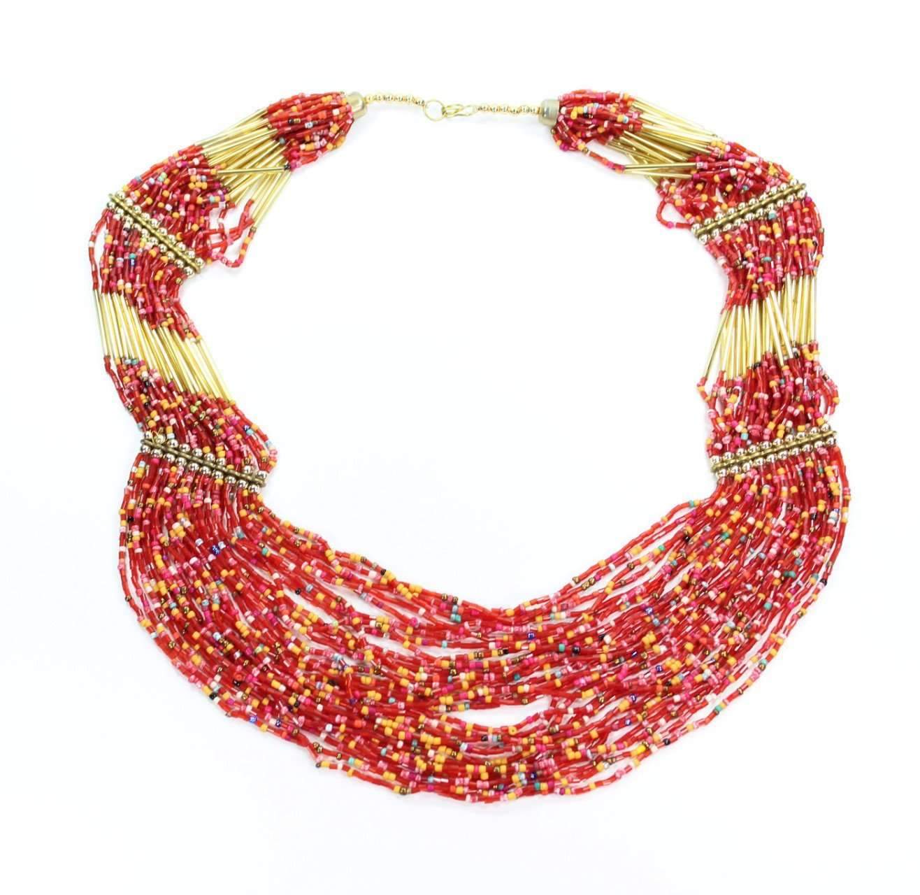 Santa Fe Statement-Halskette mit mehreren Lagen Seed Beads