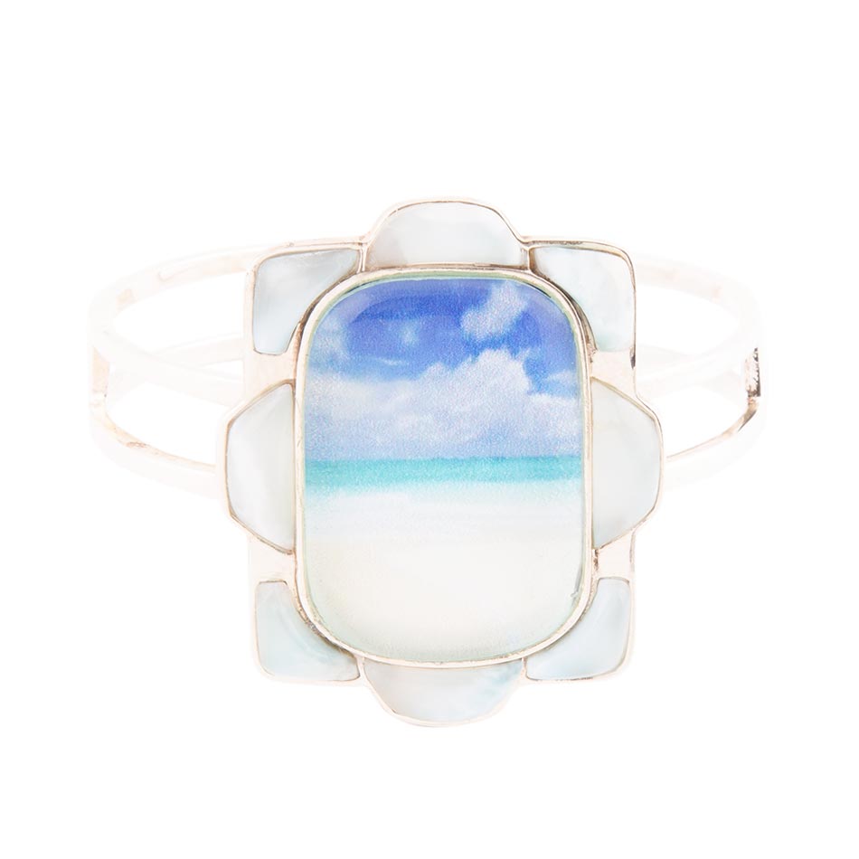 Scenic Beach Blue Larimar and Sterling Silver Cuff Bracelet - ThisandThatShoppe