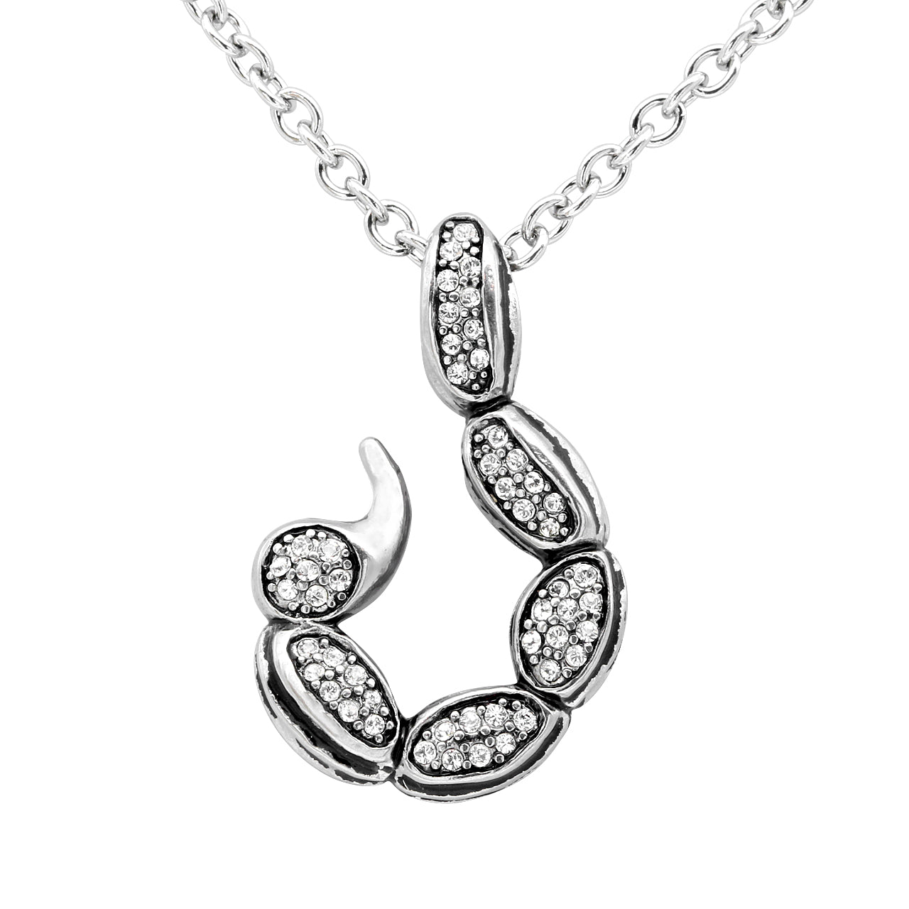 Scorpion Tail Crystal Necklace Sterling Silver Pendant