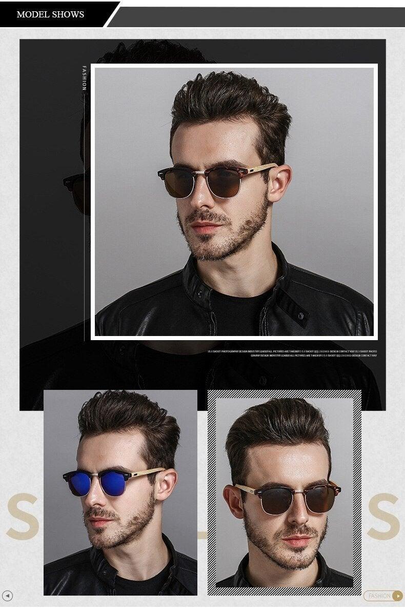 Semi Rimless Frame Driving Sunglasses Men Black Business Design Sun Glasses Stylish Cool Polarized Sunglasses For Men Retro Frame New Driving Sunglasses Outdoor Round Shaped Elegant Shades Comfortable Eyewear