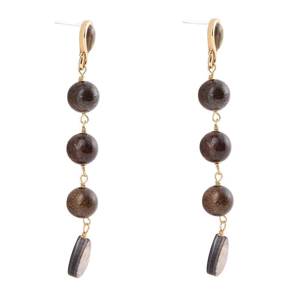 Sepia Sea Blue Abalone Post Golden Drop Earrings - ThisandThatShoppe