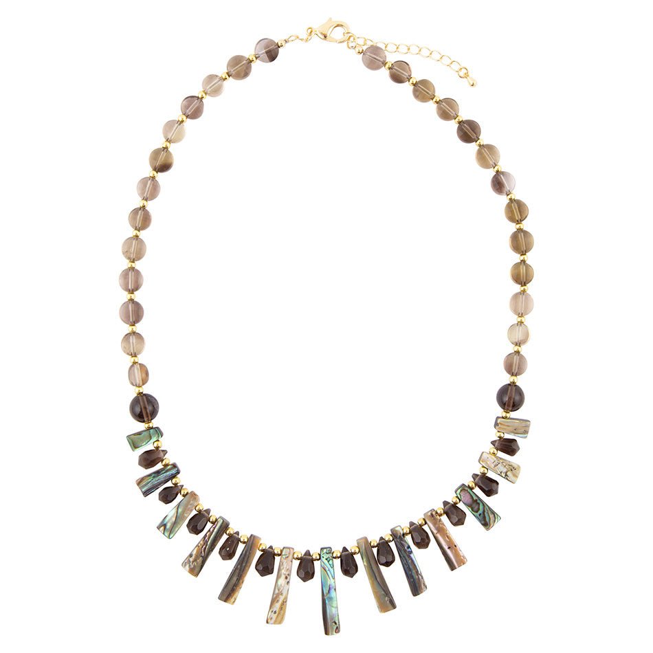 Sepia Sea Green Abalone Statement Golden Necklace - ThisandThatShoppe