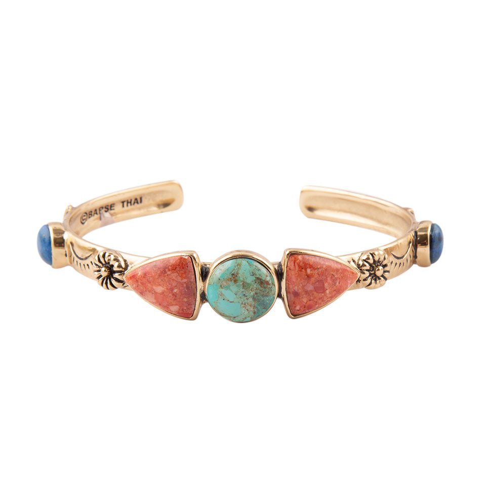 Shades of Multi Stone Golden Cuff Bracelet - ThisandThatShoppe