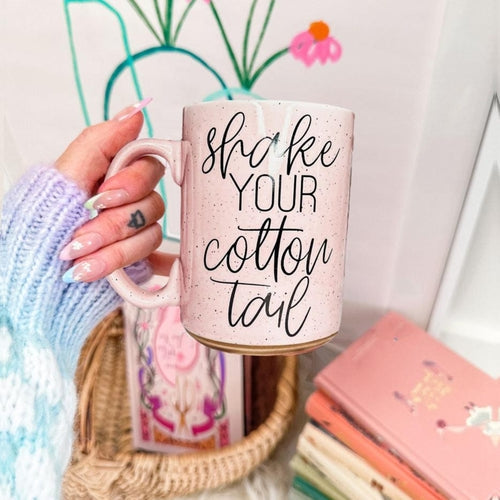 Mug à café de Pâques en céramique de 47 cl - Rose pastel et bleu - Motif lapin