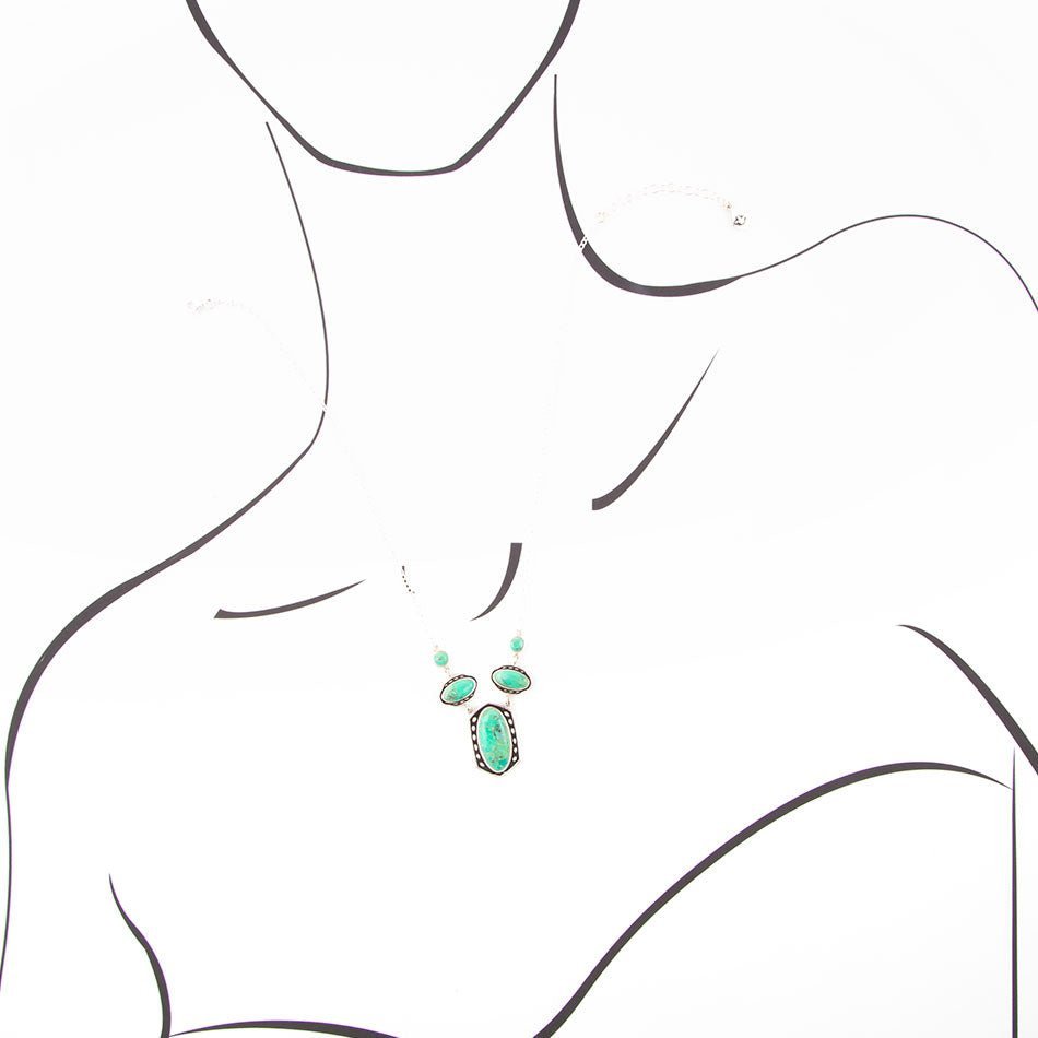 Shielded Lime Greeen Turquoise and Sterling SIlver Necklace - ThisandThatShoppe