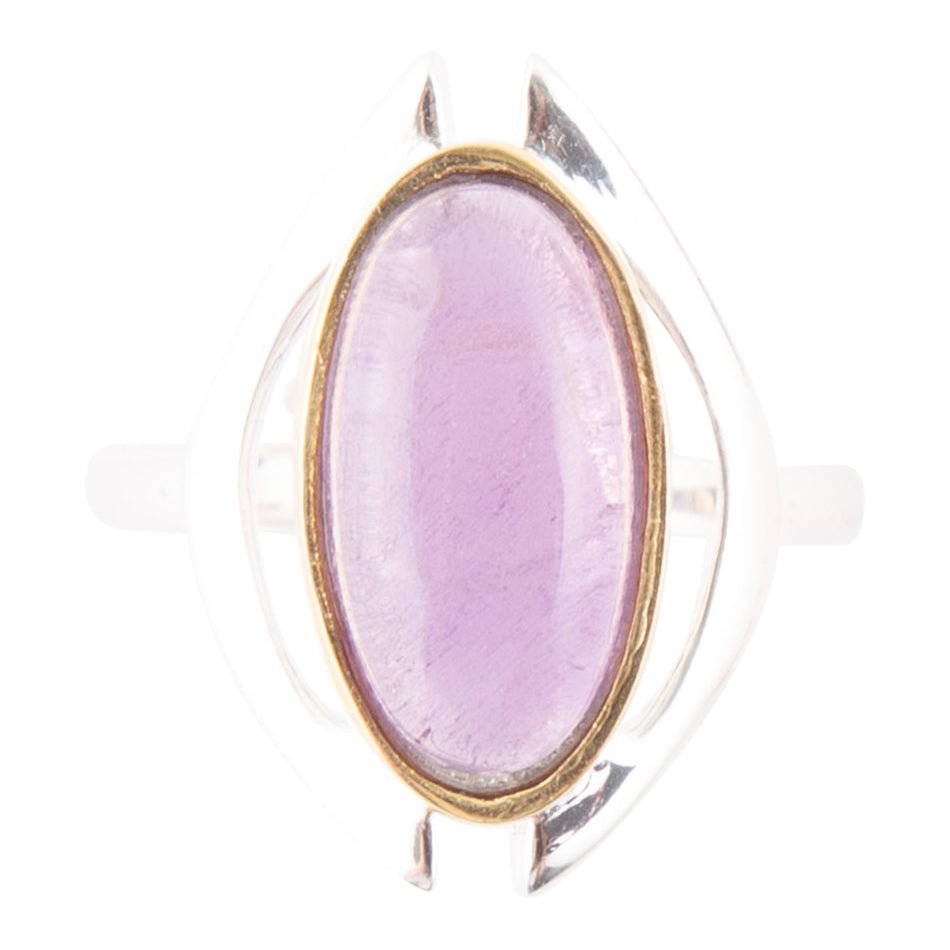 Shine Bright Purple Amethyst Sterling Silver and Gold Ring - ThisandThatShoppe