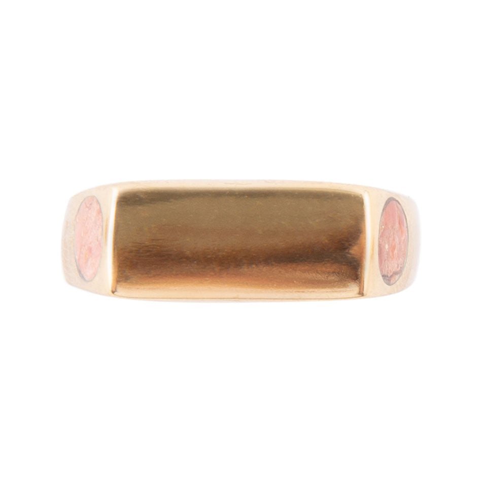 Signet Orange Sponge Coral and Bronze In The Hole Ring - ThisandThatShoppe