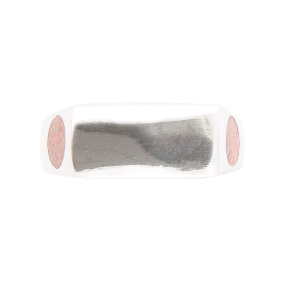 Signet Orange Sponge Coral and Sterling Silver In The Hole Ring - ThisandThatShoppe