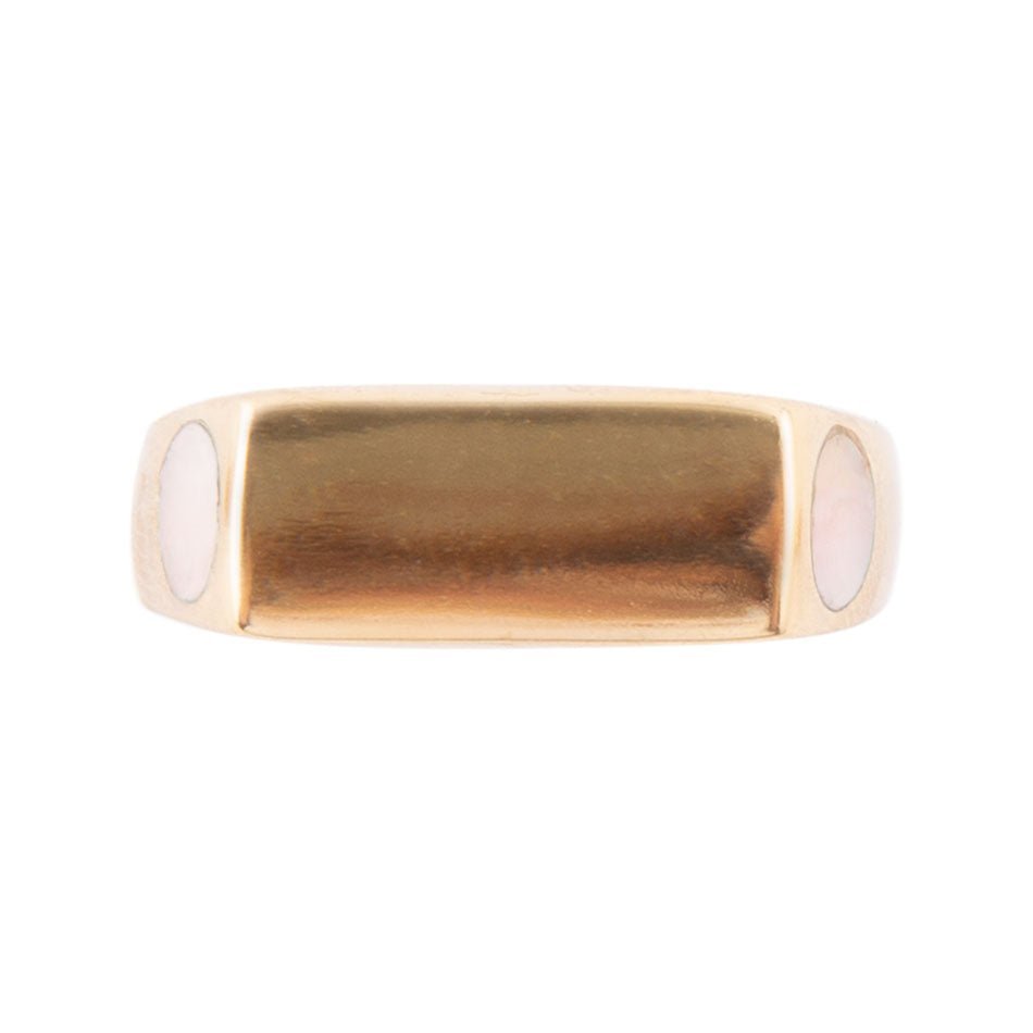 Signet Pink Opal and Bronze In The Hole Ring - ThisandThatShoppe
