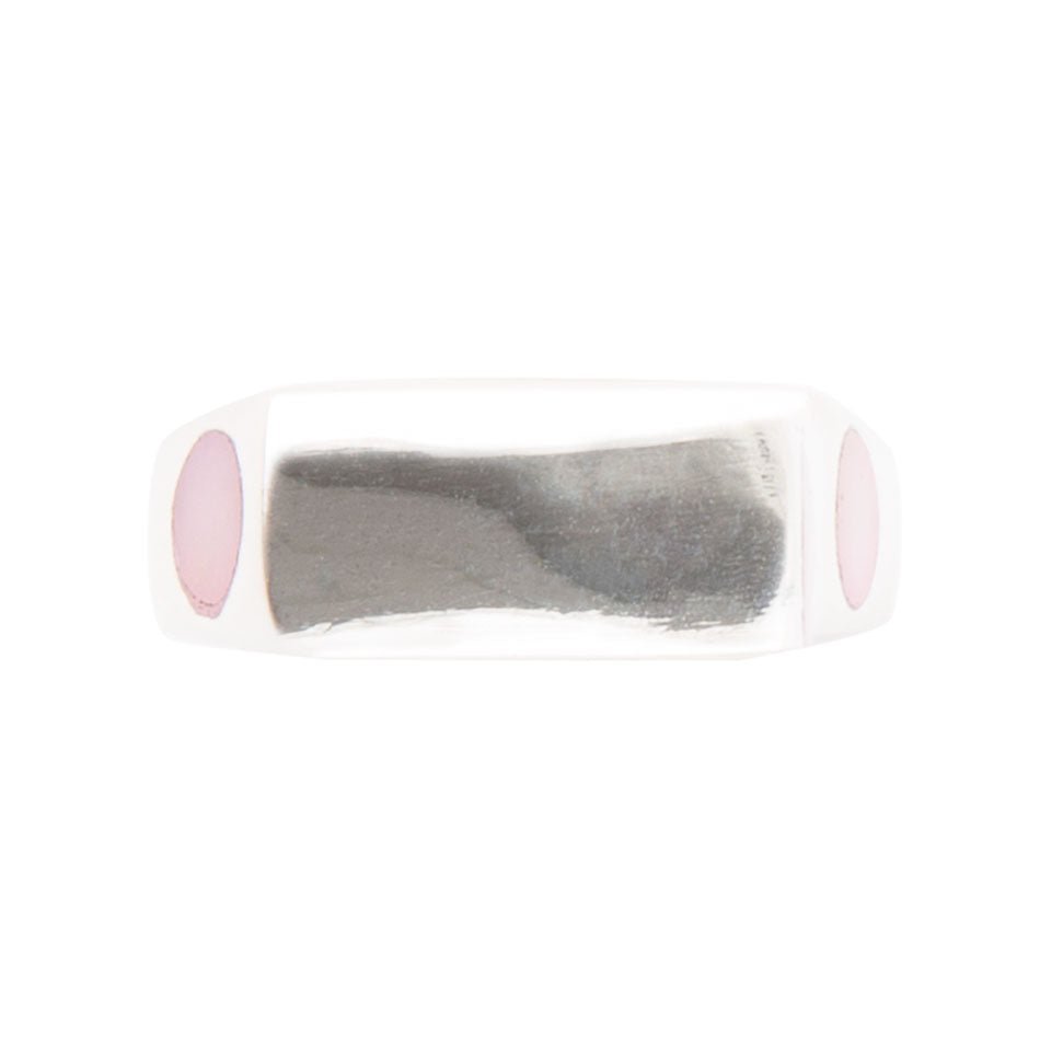 Signet Pink Opal and Sterling Silver In The Hole Ring - ThisandThatShoppe