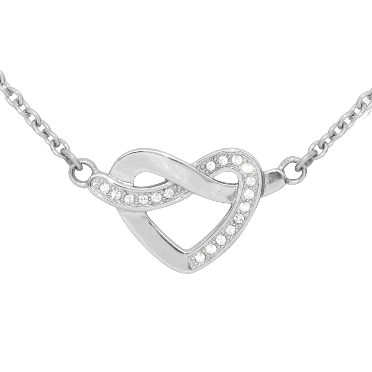 Halskette „Silver Heart Knot“ mit Zirkonia-Akzenten