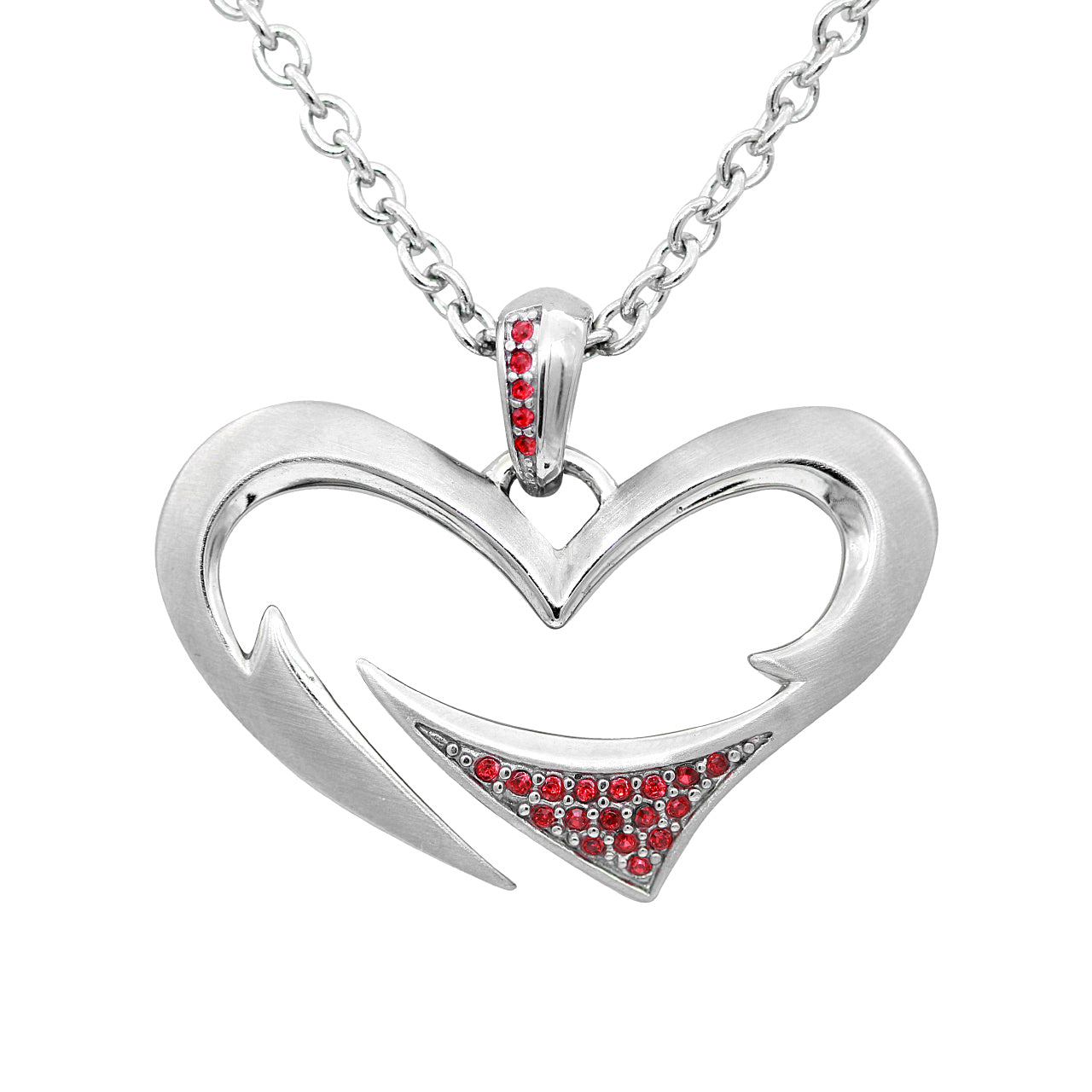 Collier Coeur Tribal Argent Pendentif Cristal Rouge Réglable