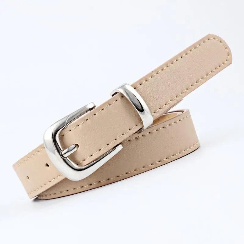 Simple Double Round Buckle PU Leather Waist Strap Vintage Design Double O-Ring Buckle Women Leather Belt For Jeans And Dresses