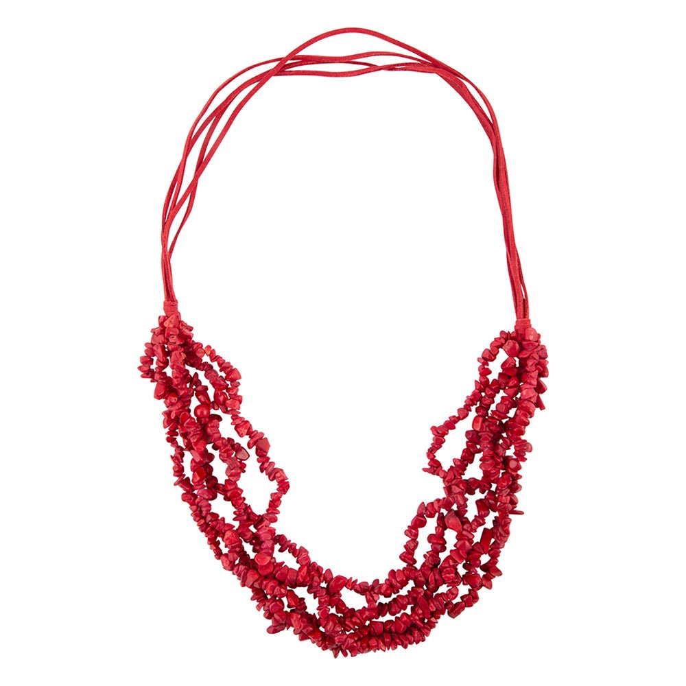 Six Strand Red Magnesite Necklace - ThisandThatShoppe