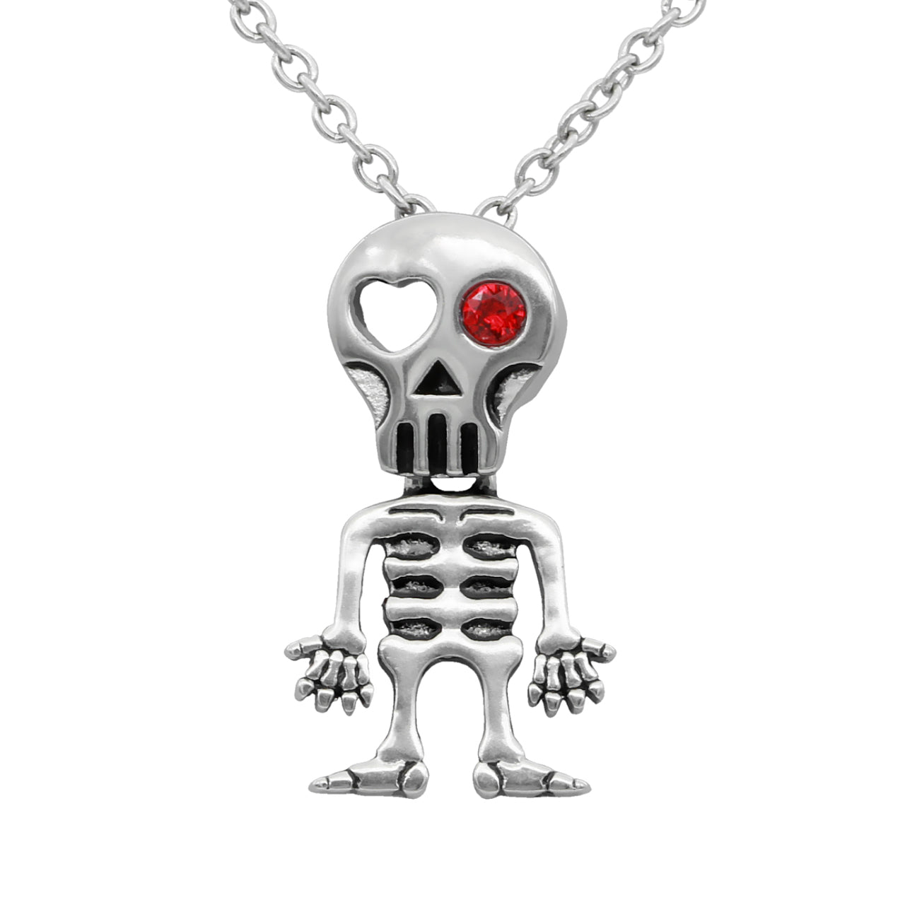 Collier Pendentif Crâne Squelette Yeux Rouges Bijoux Gothiques