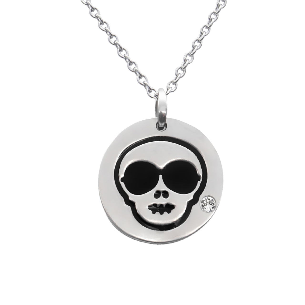 Totenkopf Kristall Halskette mit Swarovski Akzent Silberanhänger