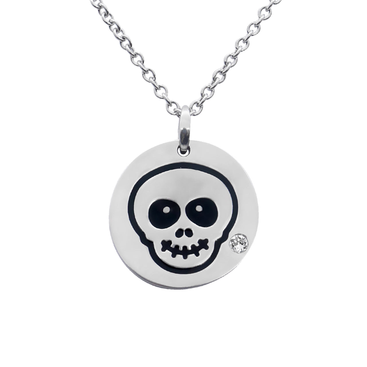 Halskette mit Totenkopf-Emoji-Anhänger und Swarovski-Kristallakzent