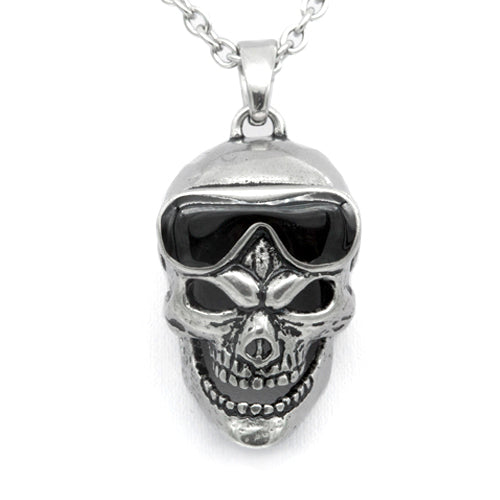 Collier Pendentif Crâne Homme Gothique Biker Punk Argent