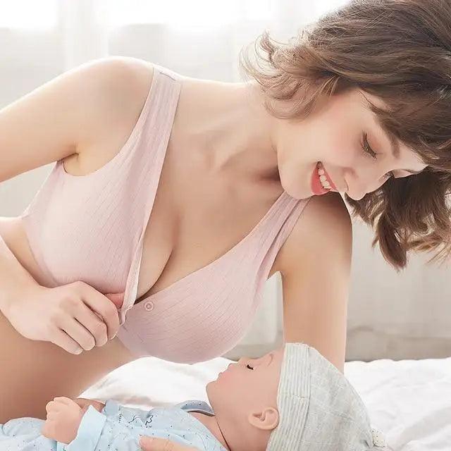 Soft And Comfortable Cotton Nursing Bra Breathable Breastfeeding Bras for Women Maternity Bra Plus Big Size Easy Feeding Bra Wire Free