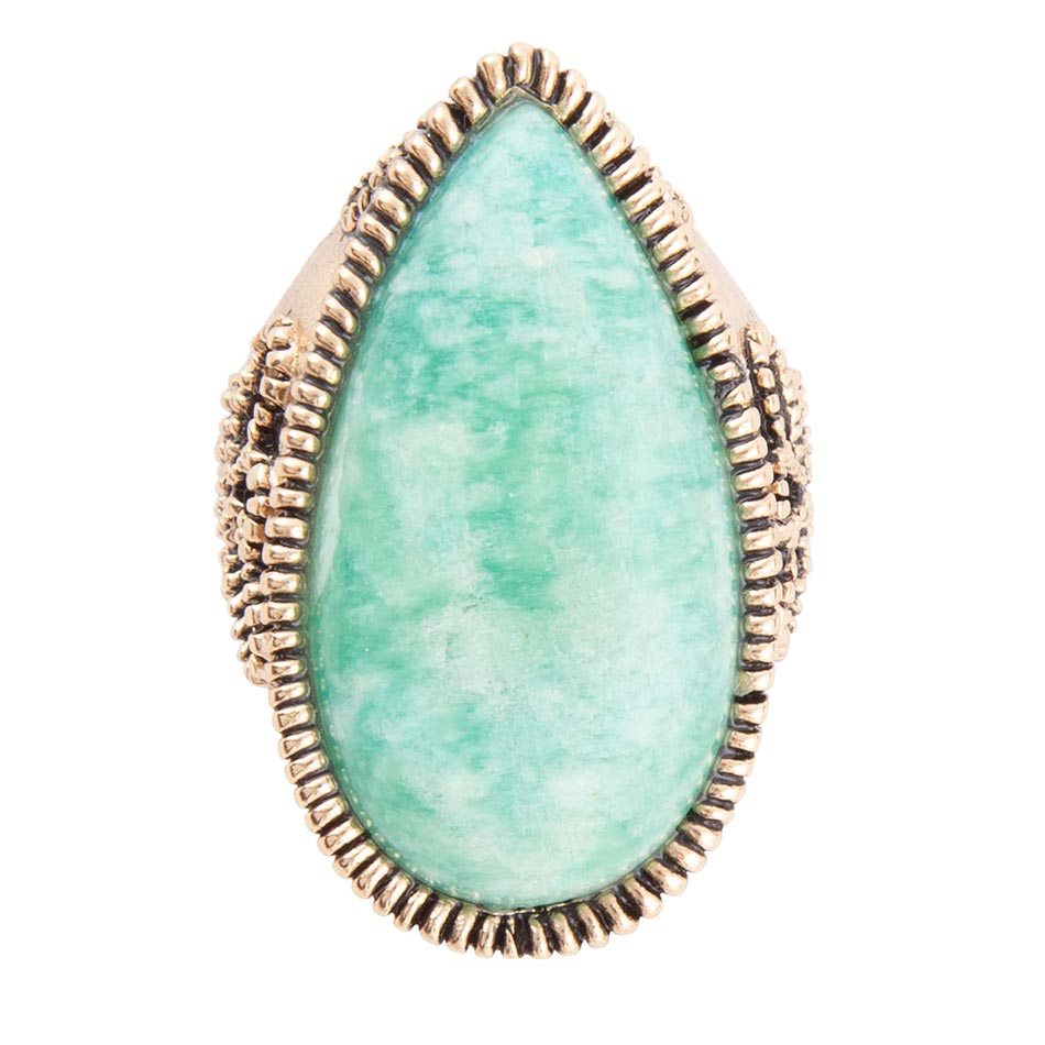 Soledad Blue Amazonite Golden Bronze Ring - ThisandThatShoppe