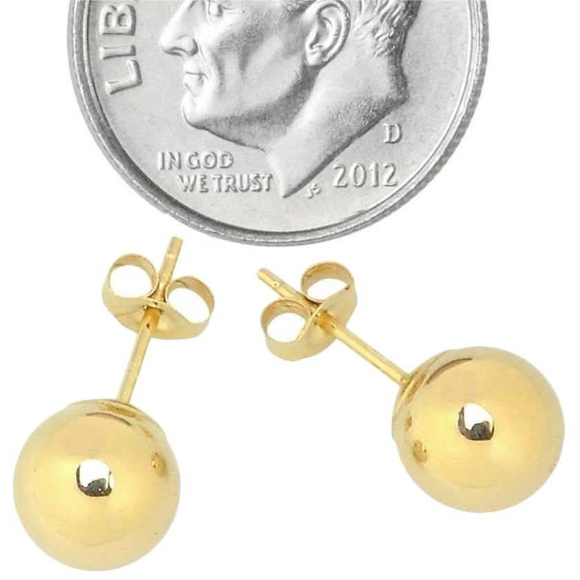 Puces d'oreilles boules en or massif 14 carats - Tailles assorties