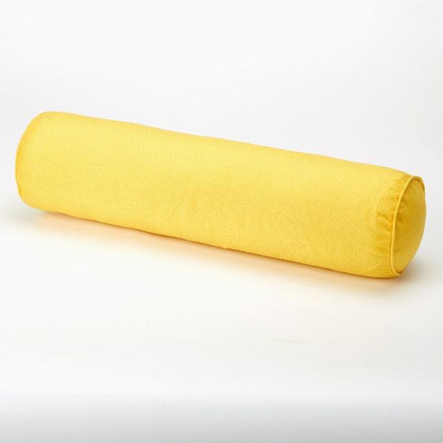 Solid Long Round Maternity Pillow Cotton linen Neck Headrest Body pillow Bed Chair Car Seat Backrest Sleeping Pillow Round Cervical Roll Cylinder Bolster Pillow with Removable Washable Cover, Ergonomically Designed for Head Neck Spine