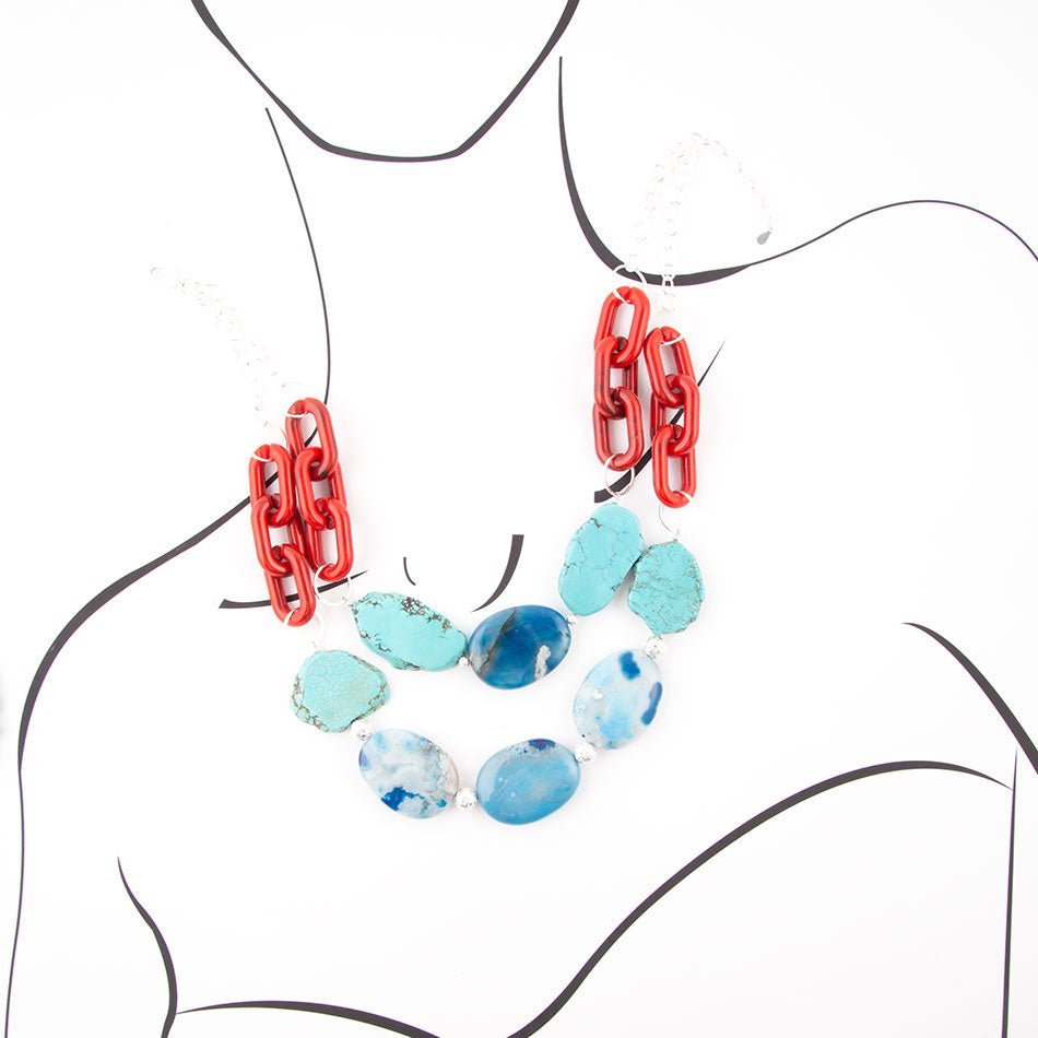 Southwest Mix Agate Statement Necklace - ThisandThatShoppe