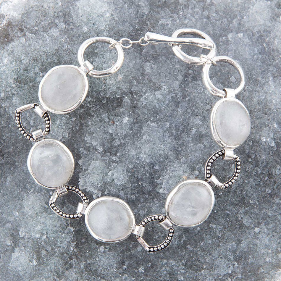Splender Grey Quartz Sterling Link Bracelet - ThisandThatShoppe