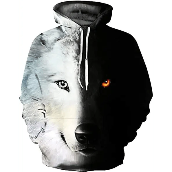 Spring And Summer 3D Digital Printing Fashion Men's And Women's Couple Sweatshirts Animal Pattern Novelty Sweatshirt with Hoodies Pockets for Adults Women Men - ThisandThatShoppe
