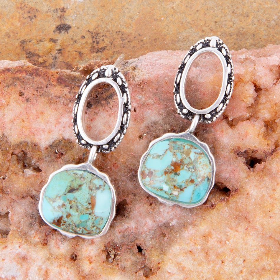 Sterling Silver Blue Turquoise Drop Earrings - ThisandThatShoppe