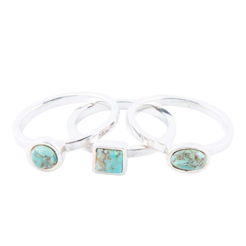 Sterling Silver Blue Turquoise Stackable Ring - ThisandThatShoppe