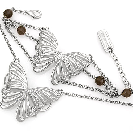 Parure collier et bracelet papillon en argent sterling