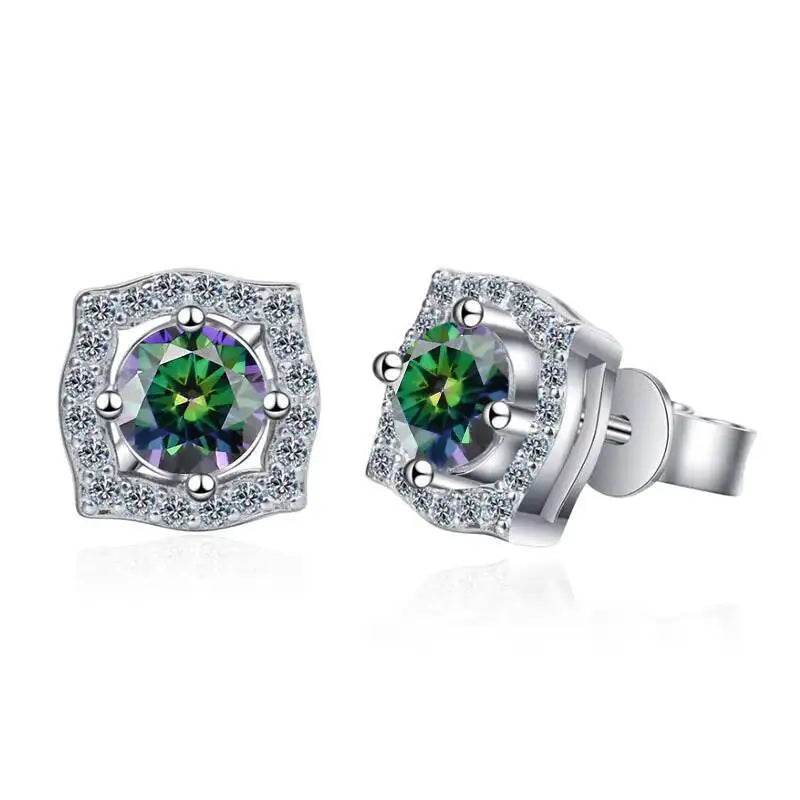 Clous d'oreilles en argent sterling avec moissanite 1 ct, argent 925, diamant de laboratoire