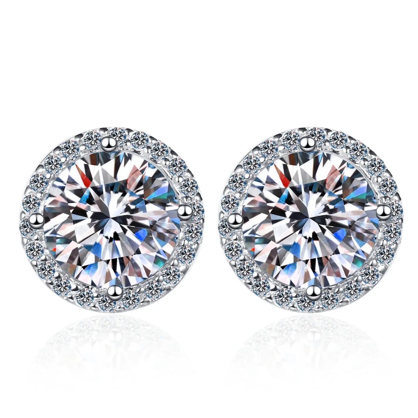 Sterling Silver 0.5 1 2Ct Round Moissanite Stud Earrings For Women